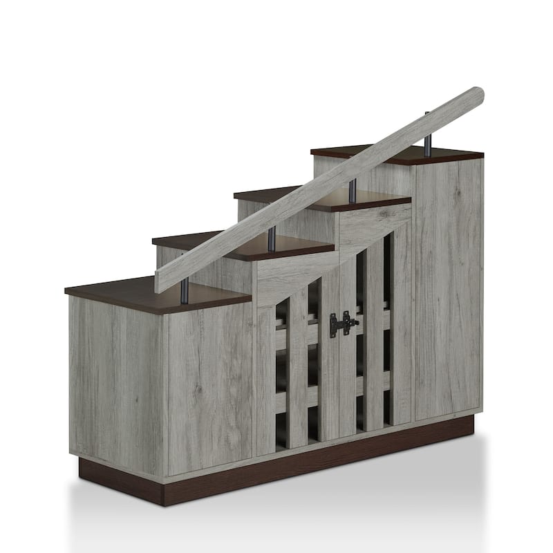 Garner Rustic 9-shelf Storage Shoe Cabinet by Furniture of America - Vintage Grey