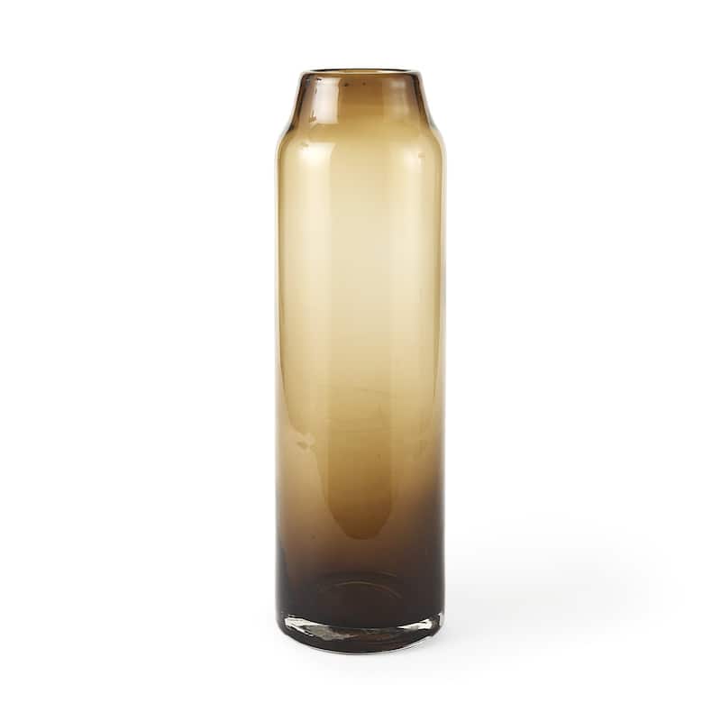 Vintage Look Ombre Brown Glass Vase - 5" W x 16" H x 5" D