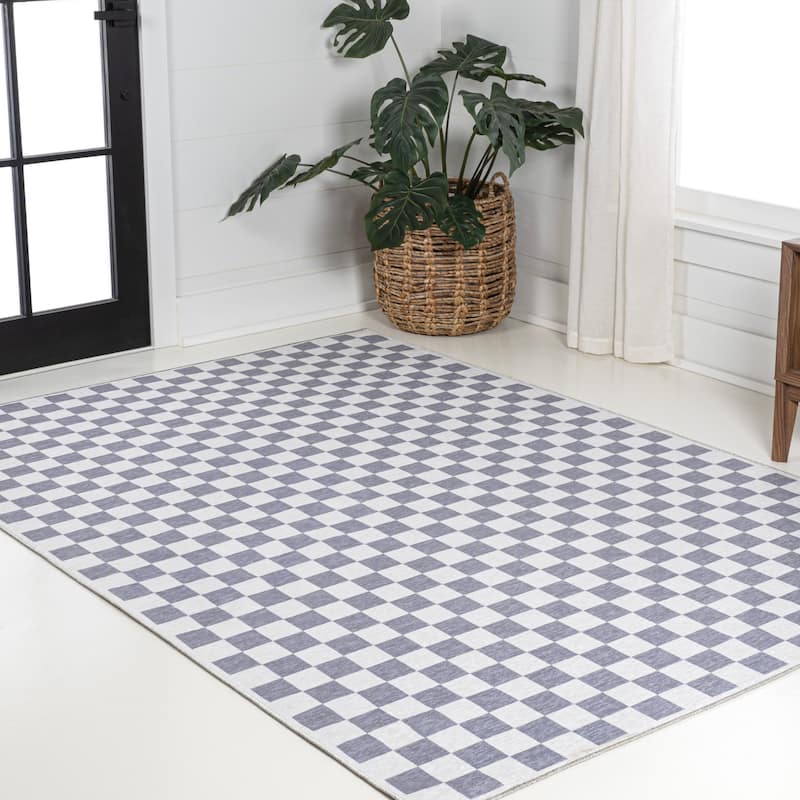 JONATHAN Y Kassia Modern Cottage Checkerboard Washable Area Rug