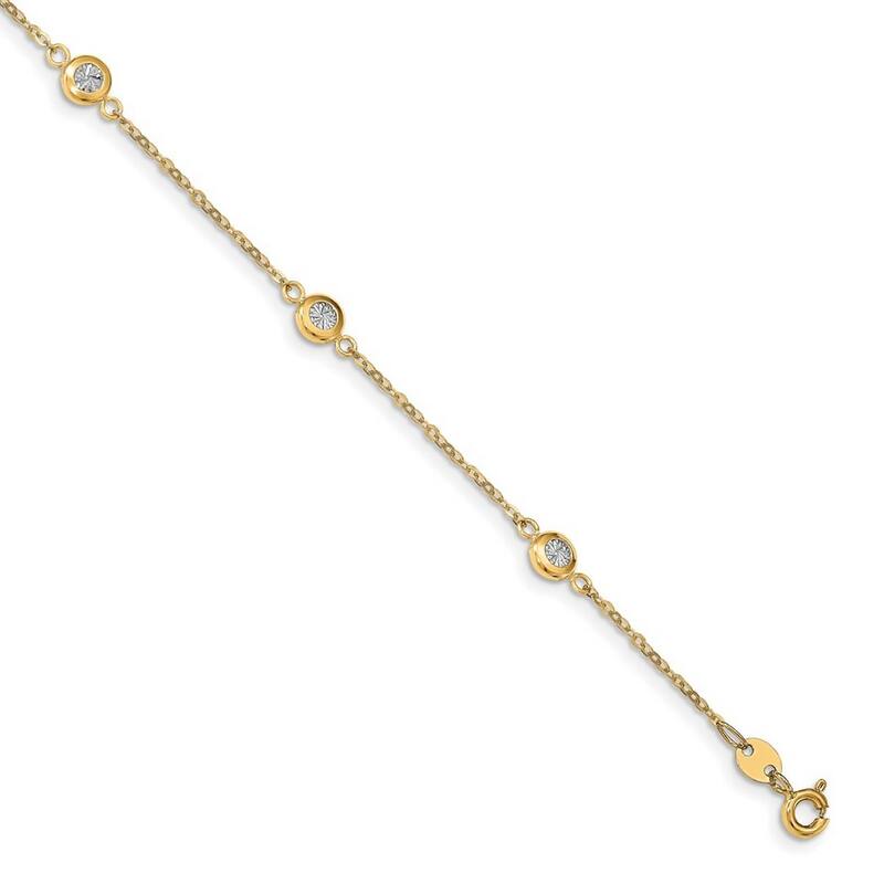 Curata 5mm 14k Two tone Gold Polished Sparkle Cut Bracelet 7.75 Inch