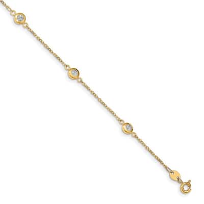 Curata 5mm 14k Two tone Gold Polished Sparkle Cut Bracelet 7.75 Inch