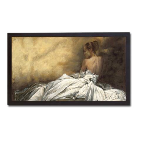 Eleganza in Bianco by Andrea Bassetti Black Floater-Framed Canvas Giclee Art (14 in x 26 in Framed Size)