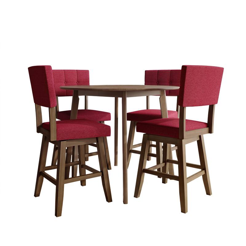 CraftPorch Modern Swivel Counter Chair with Round Table - Red