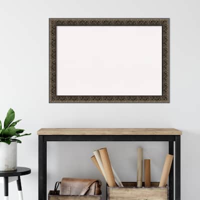 Intaglio Embossed Black Wood Framed White Corkboard Bulletin Board