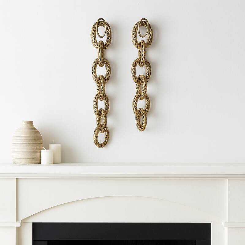 Modern Decorative Link Pattern Wall Art Decor - Set of 2, 34", Gray