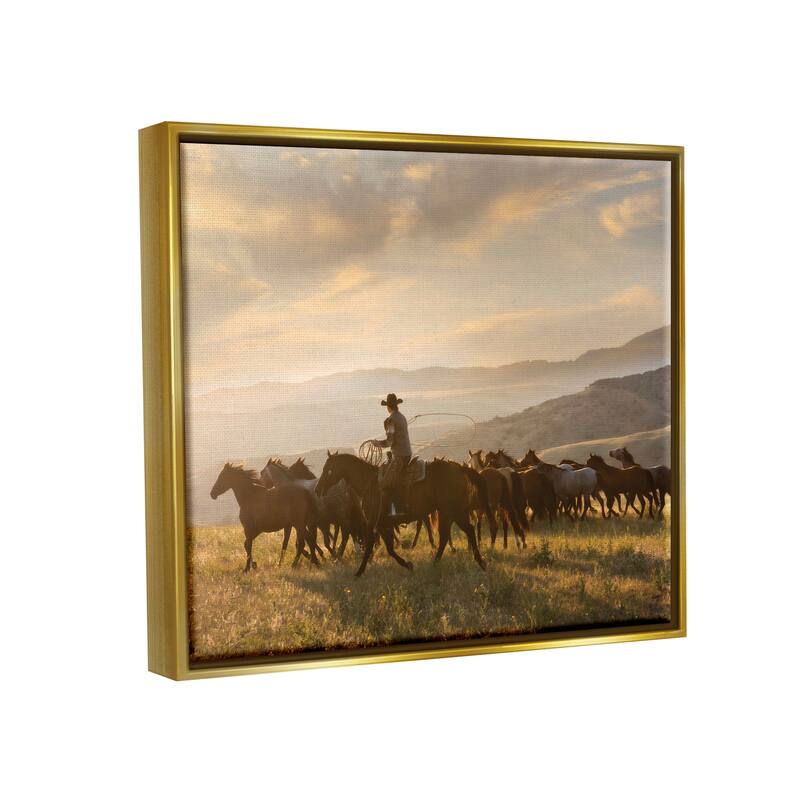 Stupell Cowboy in Rural Landscape Framed Floater Canvas Wall Art Design by PBurchettePhoto