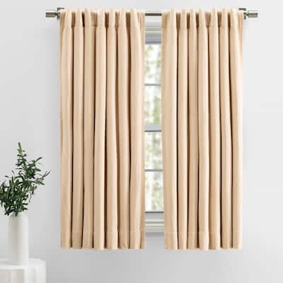 Herringbone Premium 100% Cotton Lined Rod Pocket W Back Tabs Short Curtain Panel