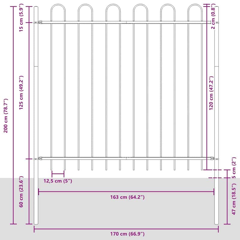 vidaXL Garden Fence Grey Powder-coated Steel