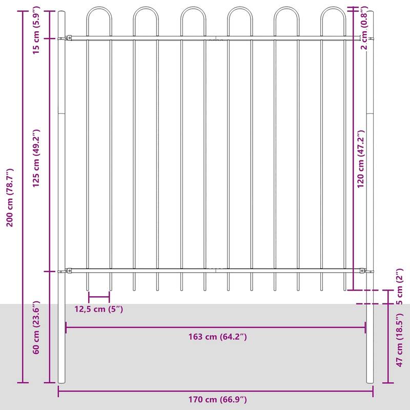 vidaXL Garden Fence Powder-coated steel Gray