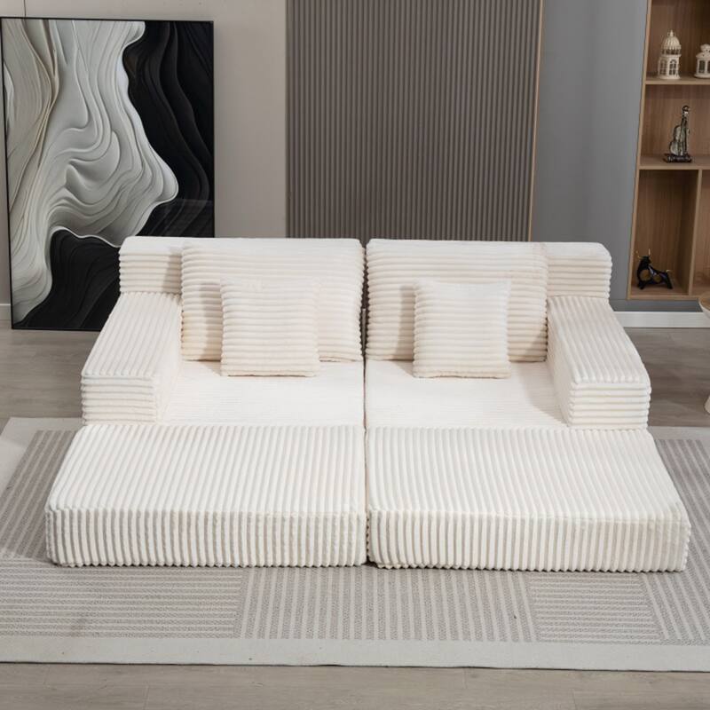 Double Lounge Chaise,Cloud Plush Sofa Bed,Upholstered Boneless Cloud Sofa Deep Seat