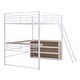 preview thumbnail 6 of 11, Full Loft Bed with 3 Layers of Shelves & L-Shaped Desk, Metal Loft Bed Frame with Safety Guardrails and Inclined Ladder, White