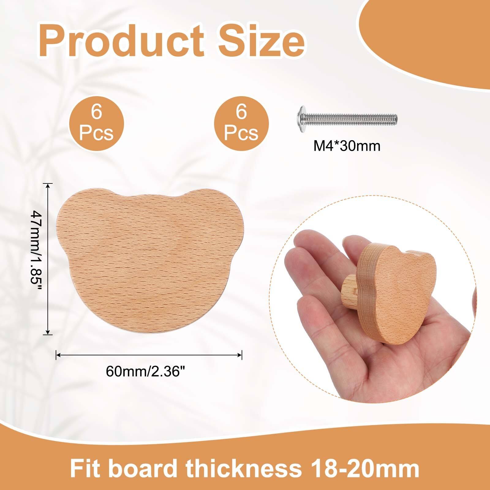 Wooden Knobs, Single Hole Wooden Cabinet Knobs with Screws for Nursery Furniture Cupboard Closet Door Dresser Drawers