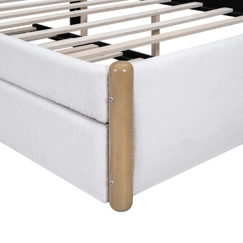 Berber Fleece Upholstered Platform Bed with Twin Trundle Bed