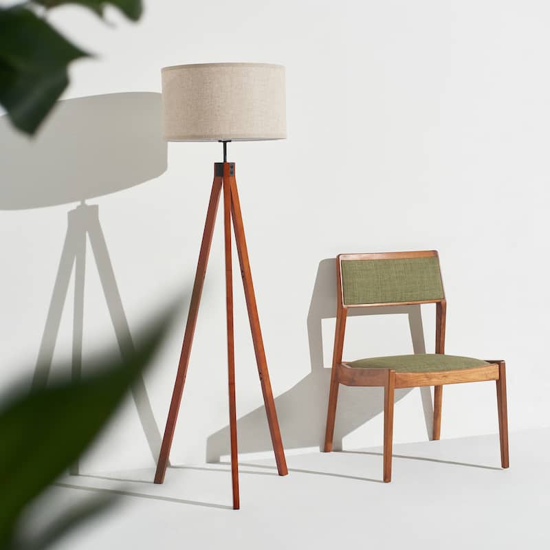 Brightech Eden 58 in. Traditional 3-Way Dimming LED Tripod Floor Lamp with Beige Fabric Drum Shade