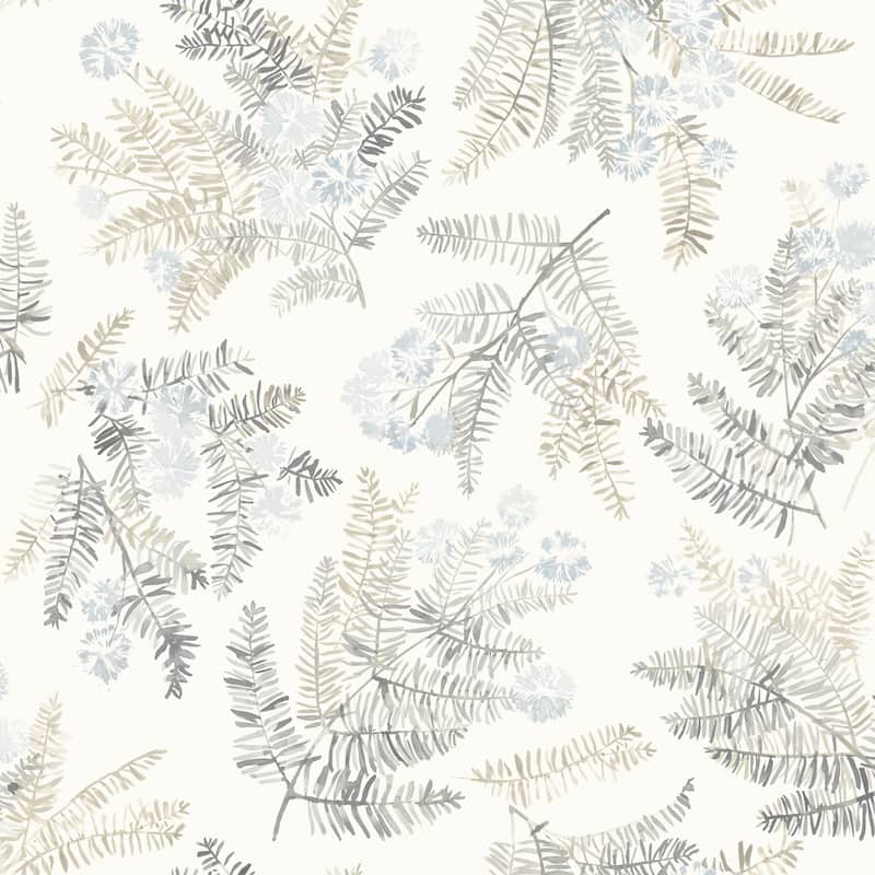 Chesapeake Frith Light Blue Botanical Wallpaper