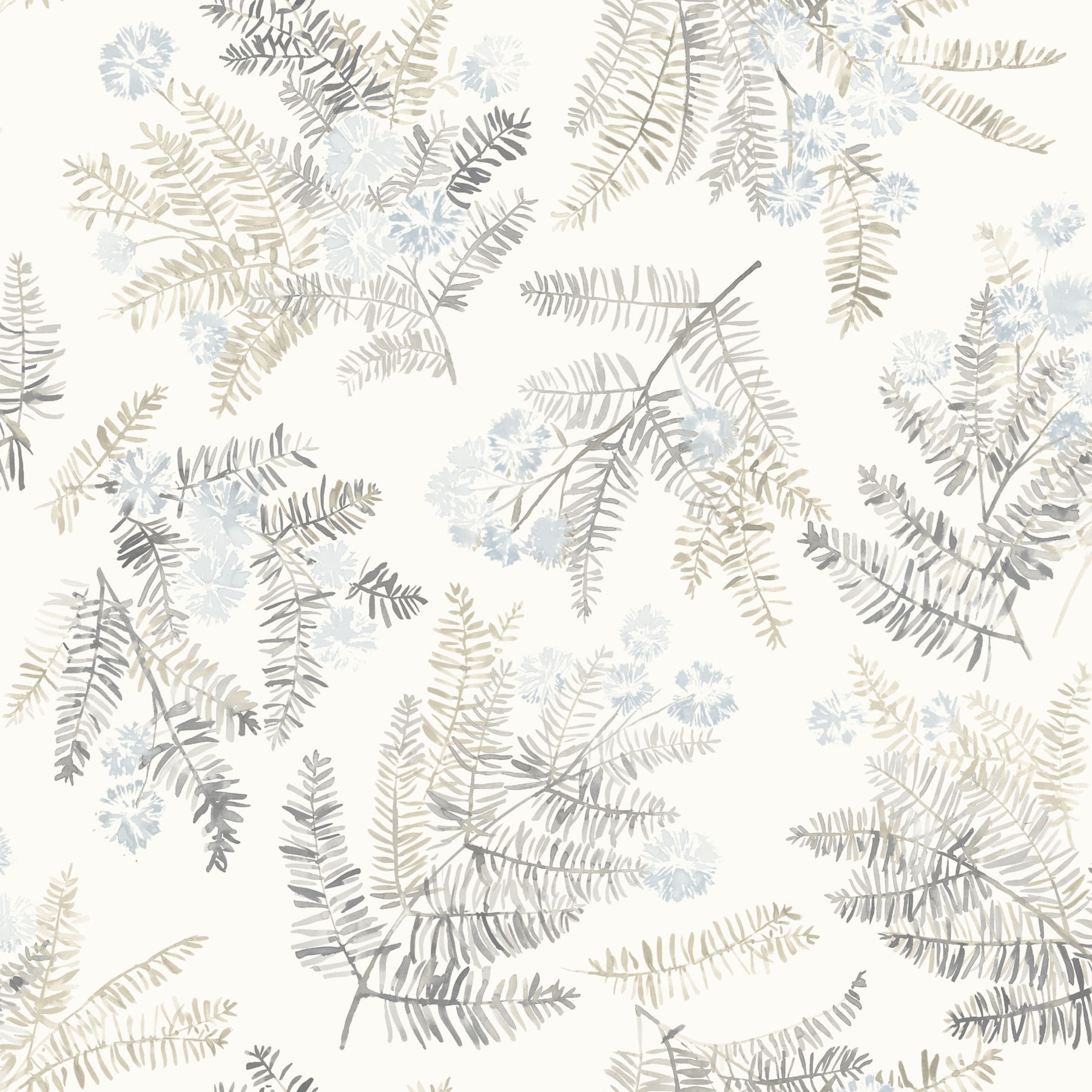 Chesapeake Frith Light Blue Botanical Wallpaper