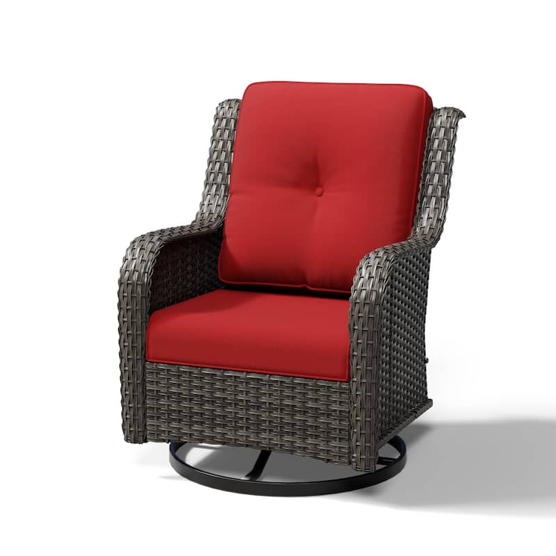 Cozywor Brown Wicker Patio Swivel Rocking Chair