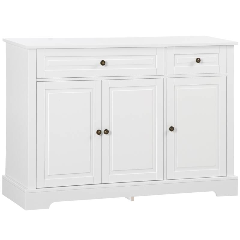 Buffet Cabinet with 2 Drawers and Adjustable Shelves - White