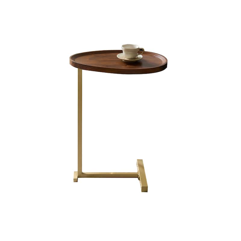 Brody Collection Gold Metal C-Shaped Wood Side Table