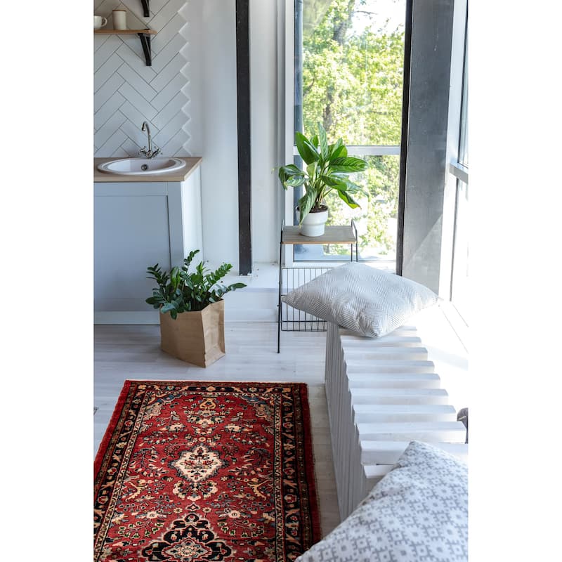 ECARPETGALLERY Hand-knotted Andelz Red Wool Rug - 3'3 x 8'11