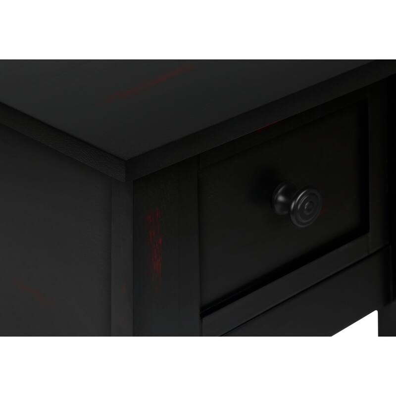 Accent Table, 2 Tier, End, Lamp, Nightstand, Side Table, Narrow, Small, Storage Drawer, Bedroom, Black Veneer, Transitional