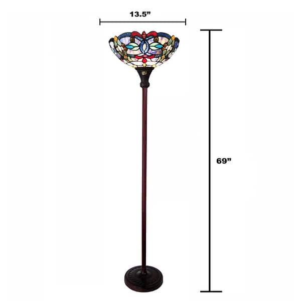 Gracewood Hollow Chopra Tiffany-style Antique Bronze Floor Lamp