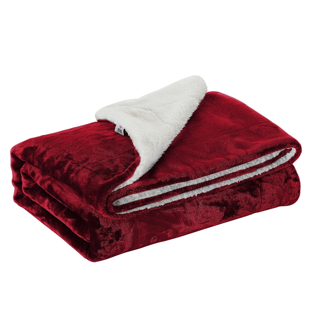 Sherpa Fleece Blanket Reversible Extra Soft Brush Throw Burgundy 50 x 60