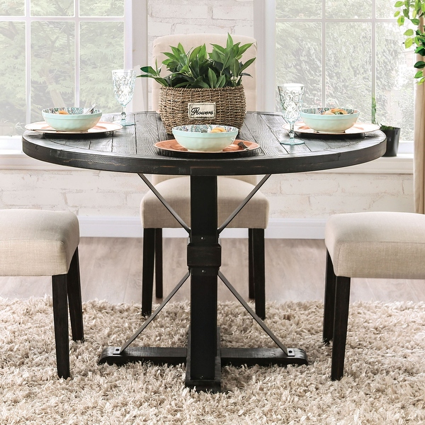 Furniture of America Lakeside Rustic Black 48 inch Wood Dining