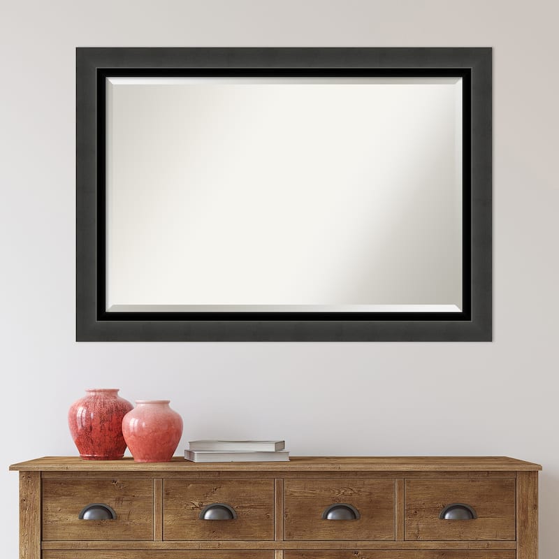 Beveled Bathroom Wall Mirror - Tuxedo Black Frame - Tuxedo Black