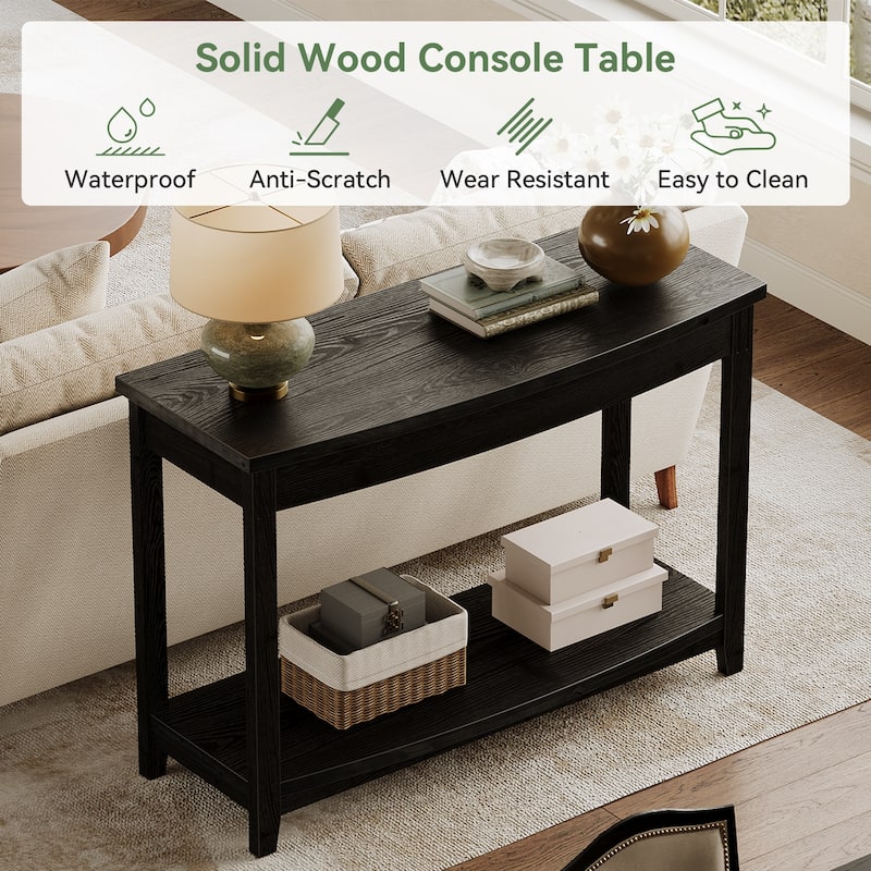 41.3" Solid Wood Console Table with Storage Shelf