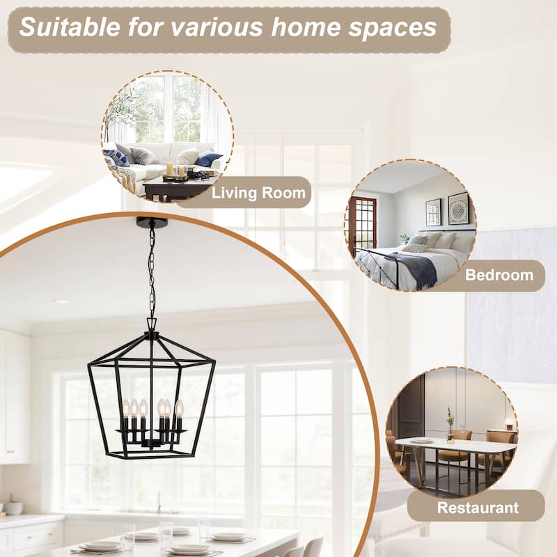 6 - Matte Black/ Gold Light Pendant - 16"x16"x24"