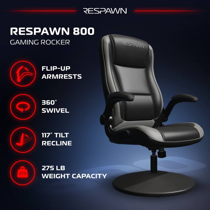 RESPAWN 800 Gaming Chair Floor, Swivel Rocker Gaming Chair, High Back Ergonomic Floor Gaming Chair for Kids and Adults
