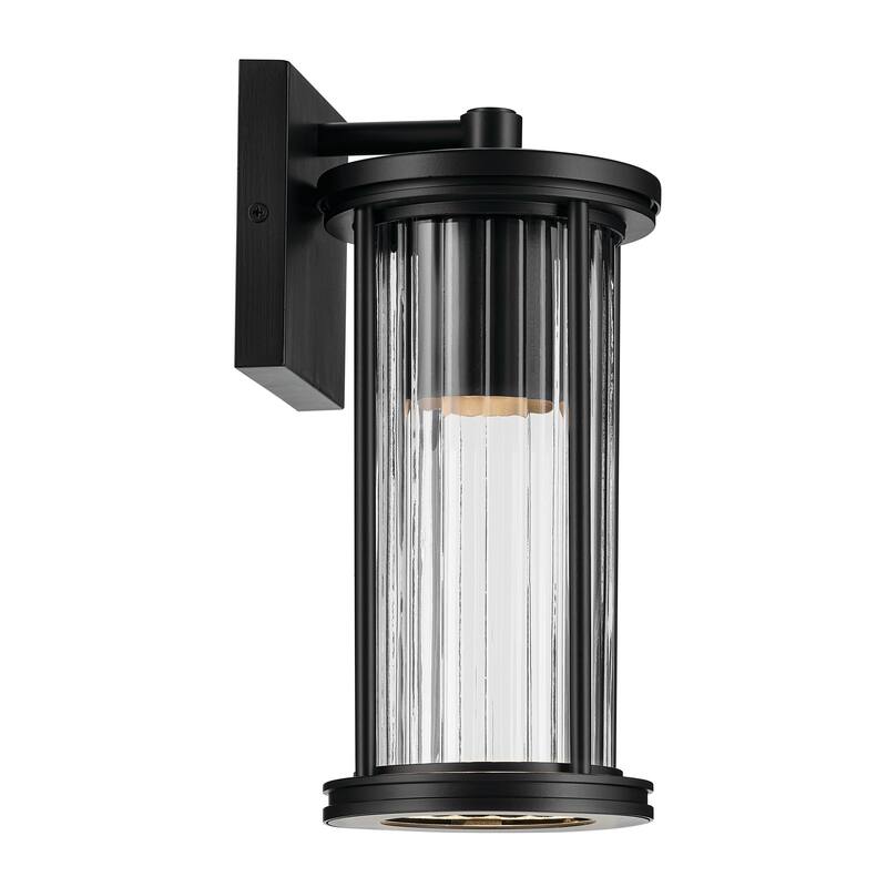 Barras 11.5" 1-Light Outdoor DarkSky Approved Wall Sconce with Clear Ribbed Glass in Black