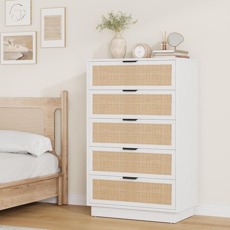 5 Drawer Rattan Dresser for Bedroom