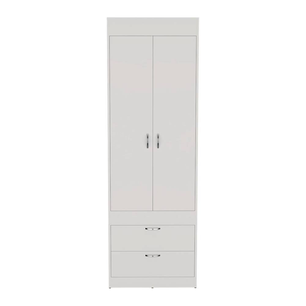 Rectangle 2Door Armoire with Drawers and Hanging Rod & Shelve