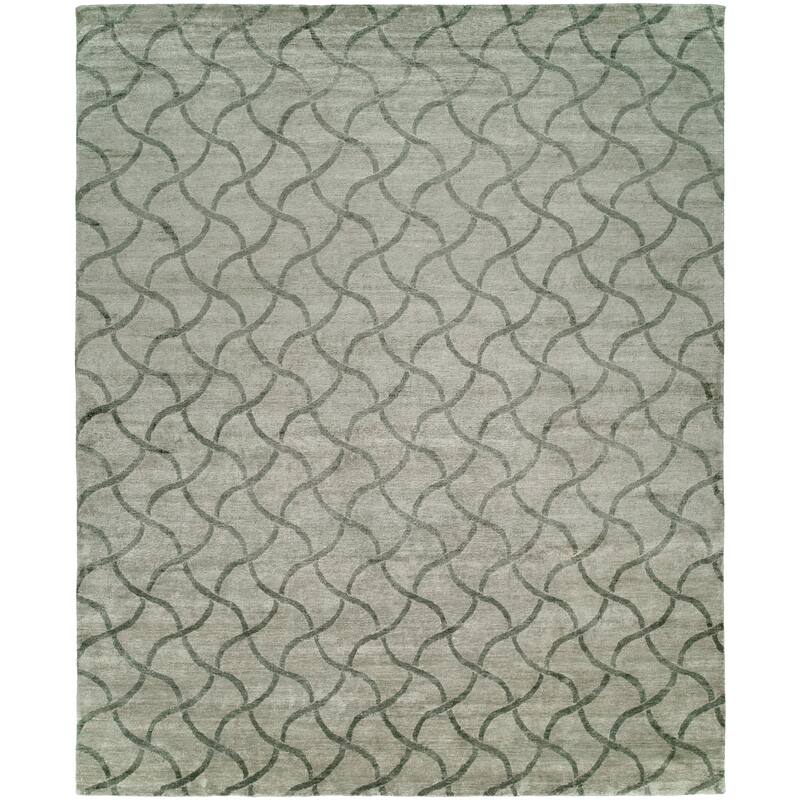 Modern Grey Hand-Knotted Viscose Area Rug - 3' x 5' - Grey