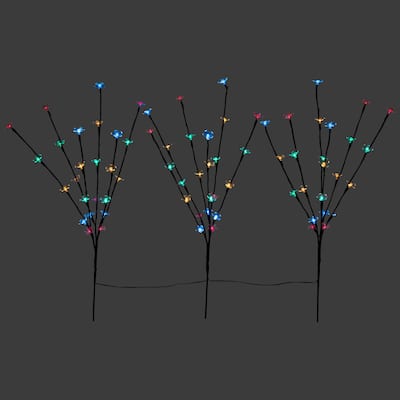 3 Cherry Blossom Artificial Tree Branches 2.5' Multicolor LED Lights