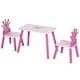 preview thumbnail 1 of 6, 3-Piece Kids Wooden Table and Chair Set with Crown Pattern Gift for Girls Toddlers Arts Reading Writing Age 2-4 Years Pink