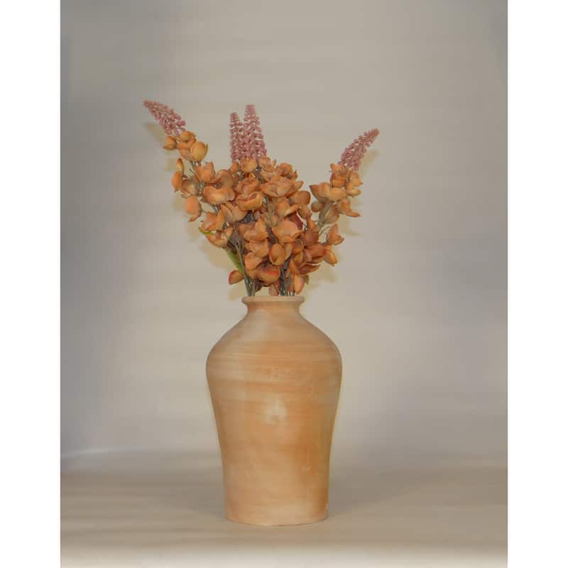 Solid Short Neck Terracotta Vase - 11" - Brown