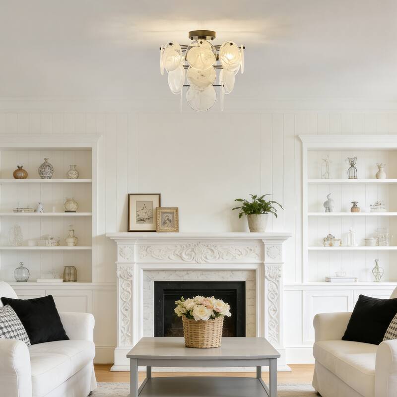 Starsky 4-Light Tiered Handcrafted Textured Glass Flush Mount