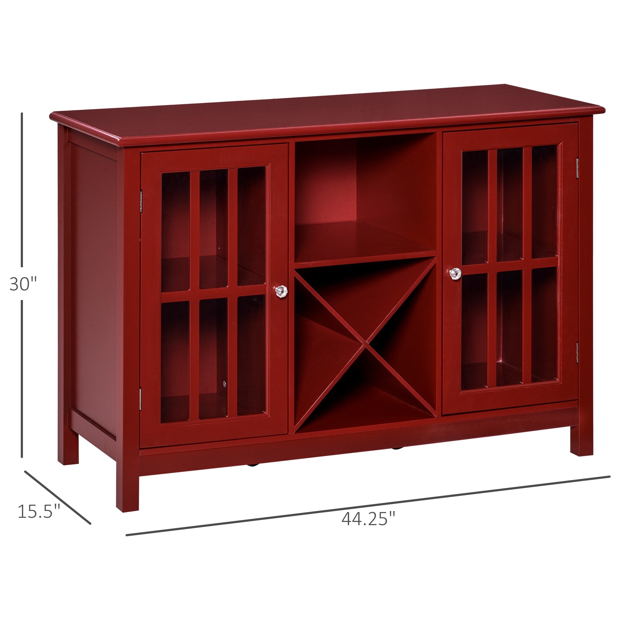 Homcom Serving Buffet Sideboard Cabinet With Open Storage 12 Bottle Wine Rack Framed Glass Doors And 2 Cabinets Overstock 33911963
