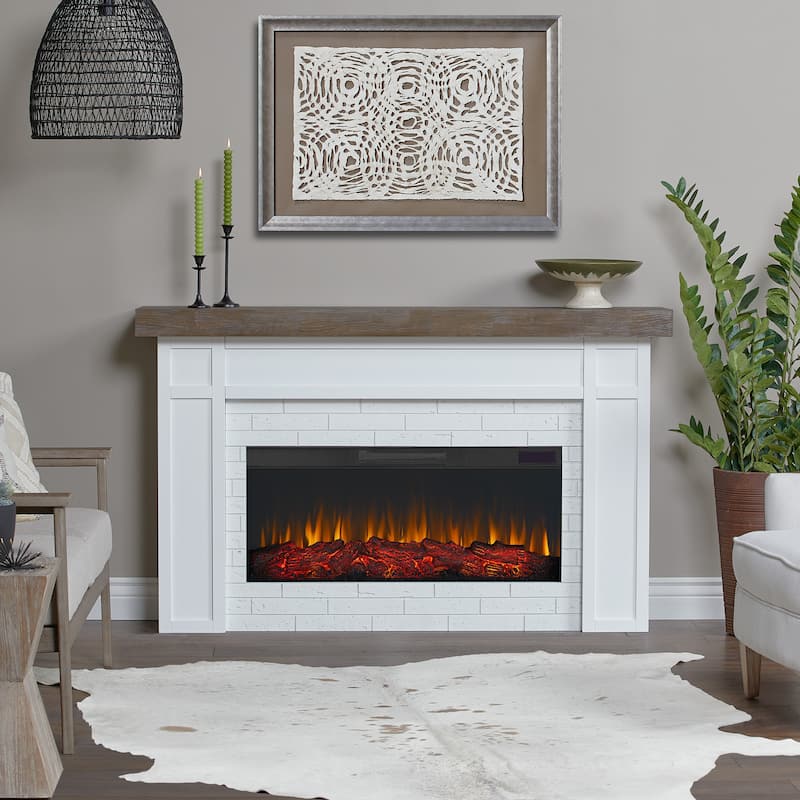 Cravenhall 64" Electric Fireplace by Real Flame in White