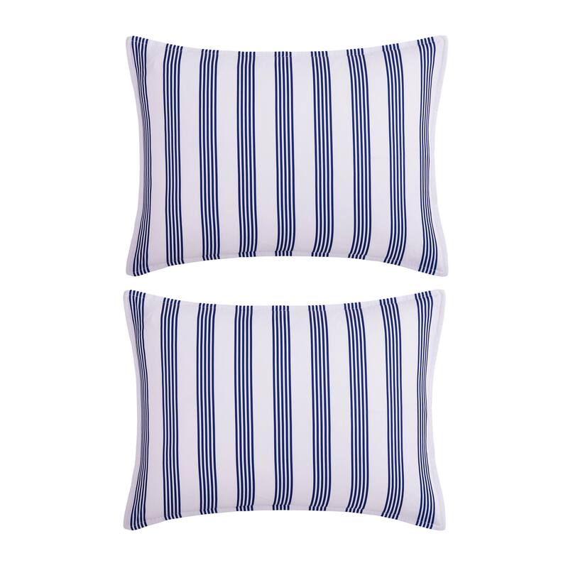 Tommy Hilfiger Campus Stripe Reversible Blue Comforter Bonus Set