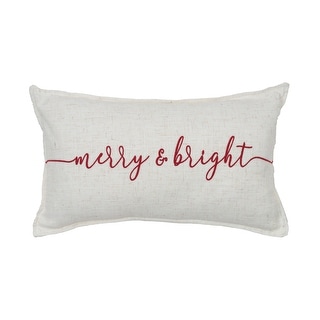 White & Silver ‘Merry & Bright’ Holiday Lumbar Pillow – 14x20