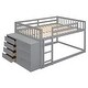preview thumbnail 12 of 16, Full over Full Bunk Bed with 4 Drawers and 3 Shelves-Gray