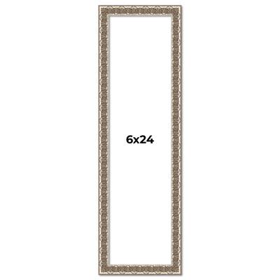 6x24 Frame Silver Versailles Ornate Solid Wood Picture Frame | 1 Inch