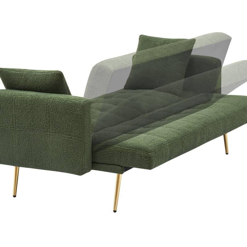 71.7" Teddy Velvet Sofa Bed with Two Deluxe Cushions