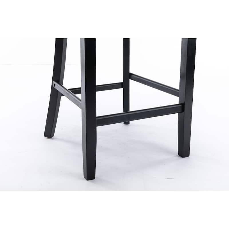 Roomfitters Velvet Bar Stools Set of 2, Tufted Upholstered Counter Chairs with Nailhead Trim and Wooden Legs