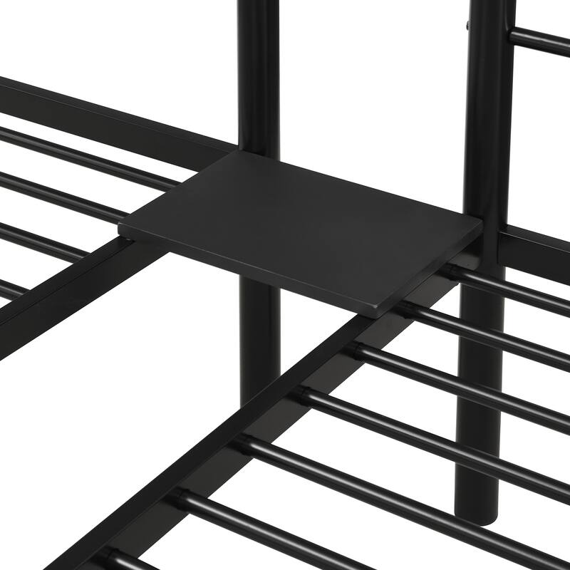 Twin Over Twin Over Twin Bunk Bed, Triple Bunk Bed w/Vertical Ladder, Metal Frame Bunk Bed w/Safety Rail, for School, Bedroom