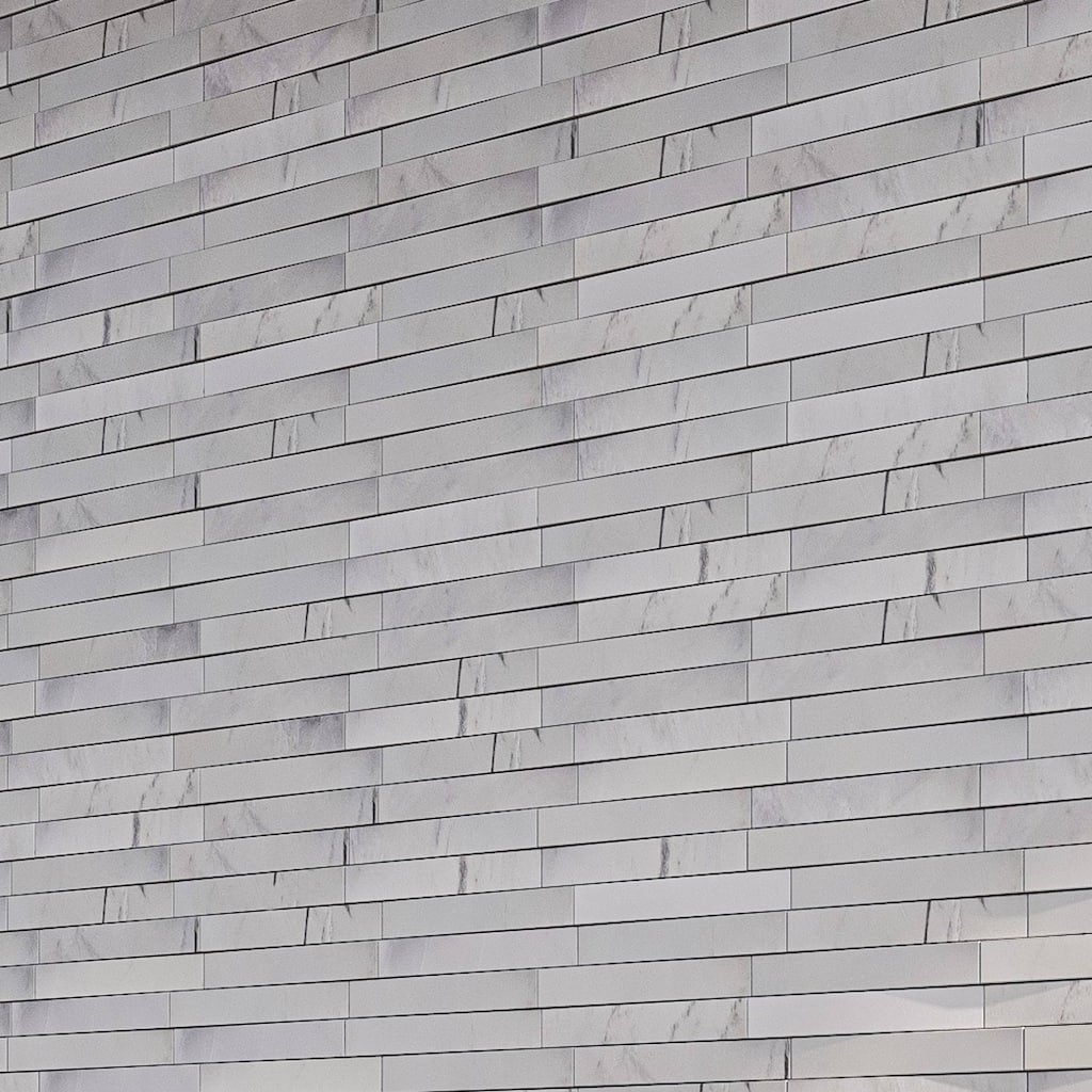 Weave 6 in. x 22 in. Panel and 8 in. x 24 in. Corner Honed Marble Wall Tile
